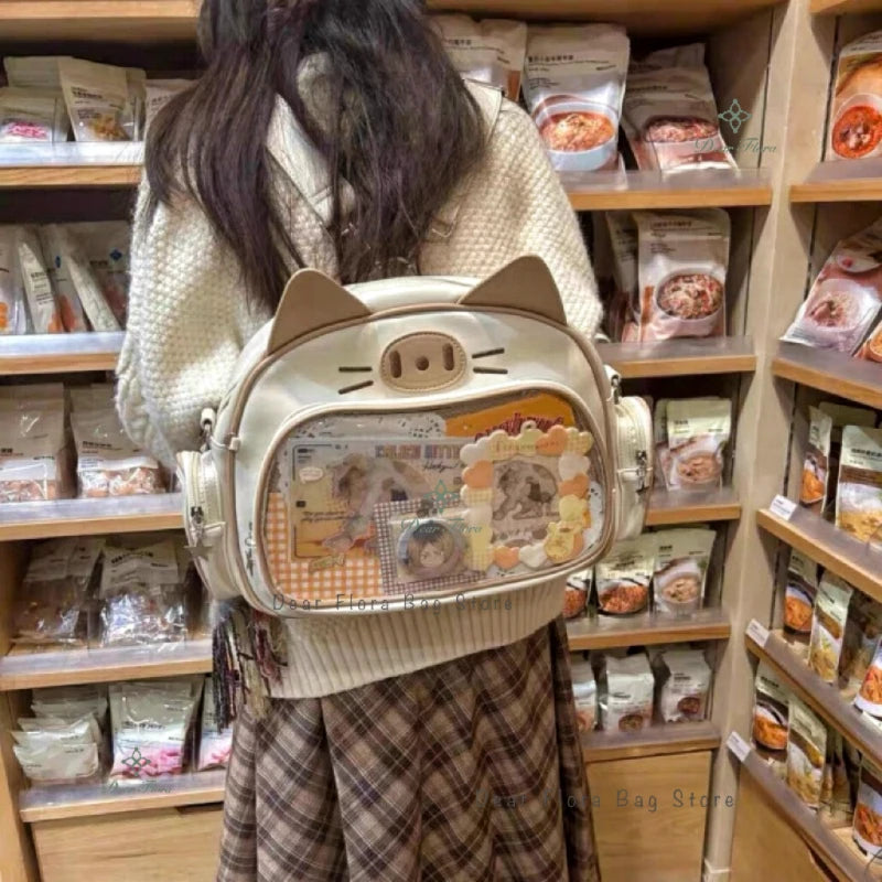 Silberner Katzenrucksack für Damen