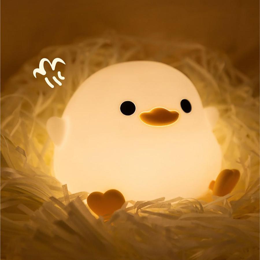 Kawaii LED-Nachtlicht Ente aus Silikon