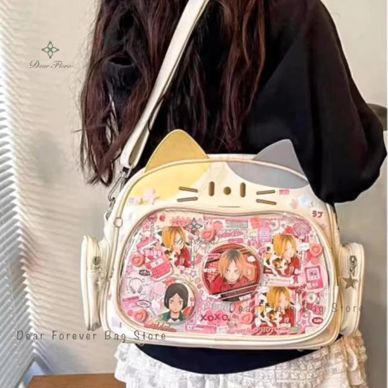 Silberner Katzenrucksack für Damen