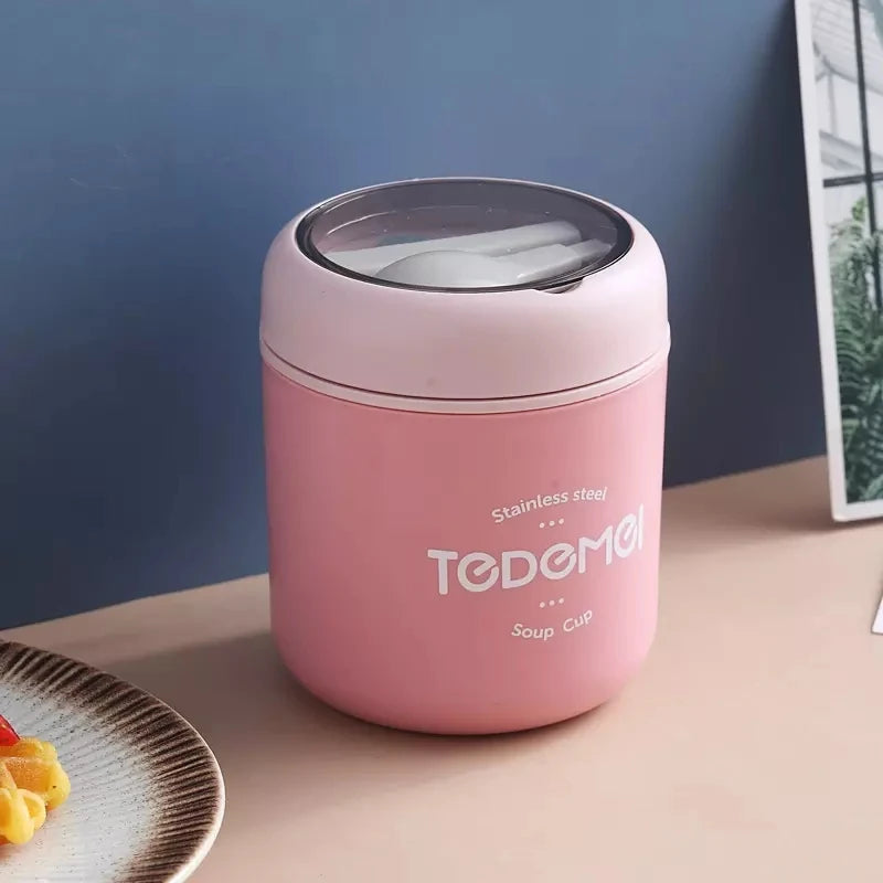 Stainless steel lunch box with spoon