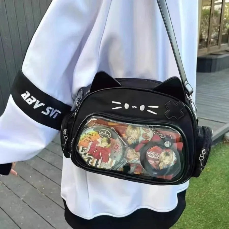 Silberner Katzenrucksack für Damen