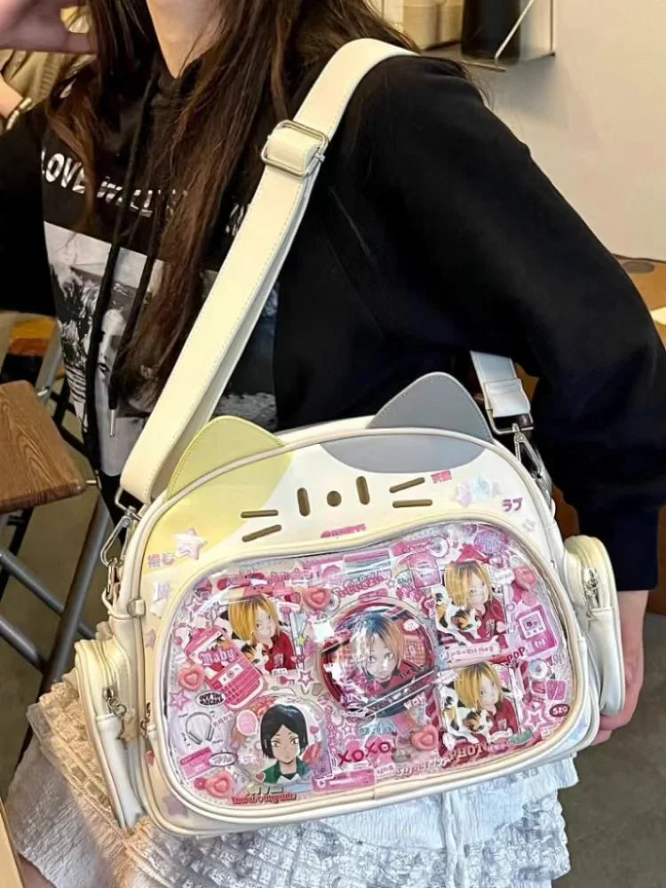 Silberner Katzenrucksack für Damen