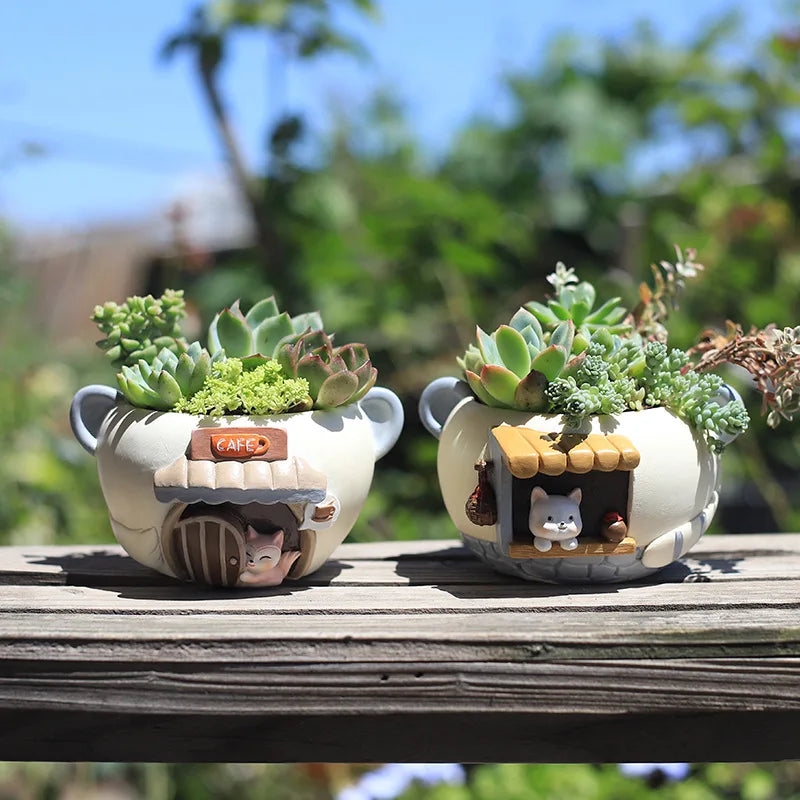Petit pot de fleur en résine pour animaux de compagnie