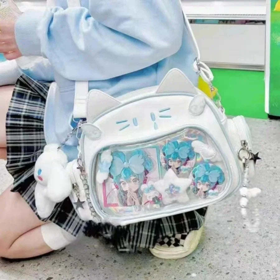 Silberner Katzenrucksack für Damen