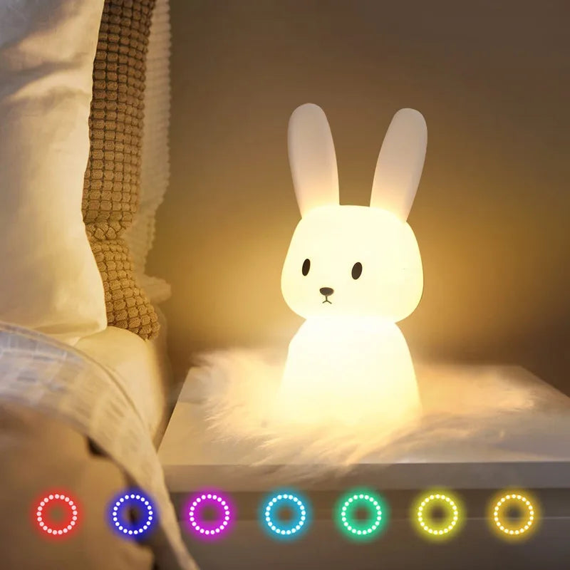Lampka nocna Kawaii Królik z silikonu 