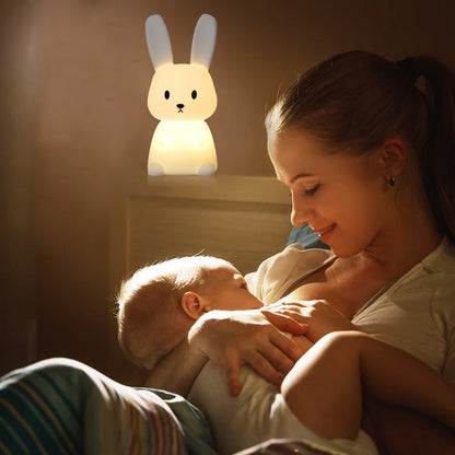 Lampka nocna Kawaii Królik z silikonu 