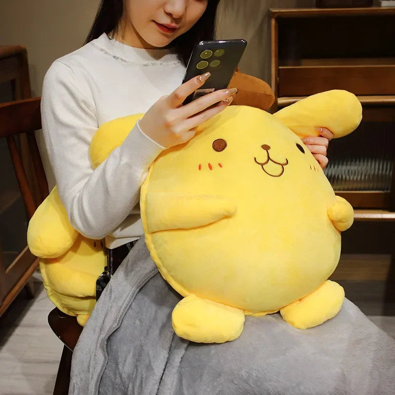 Poduszka Pompom Purin z miękkiego pluszu 