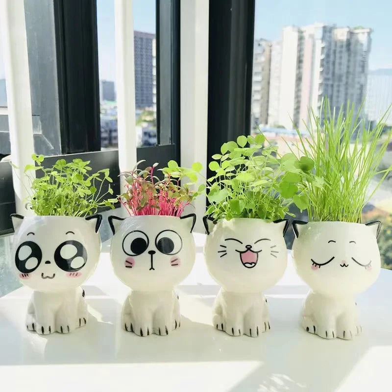 Mini Doniczka Ceramiczna w Kształcie Kota 