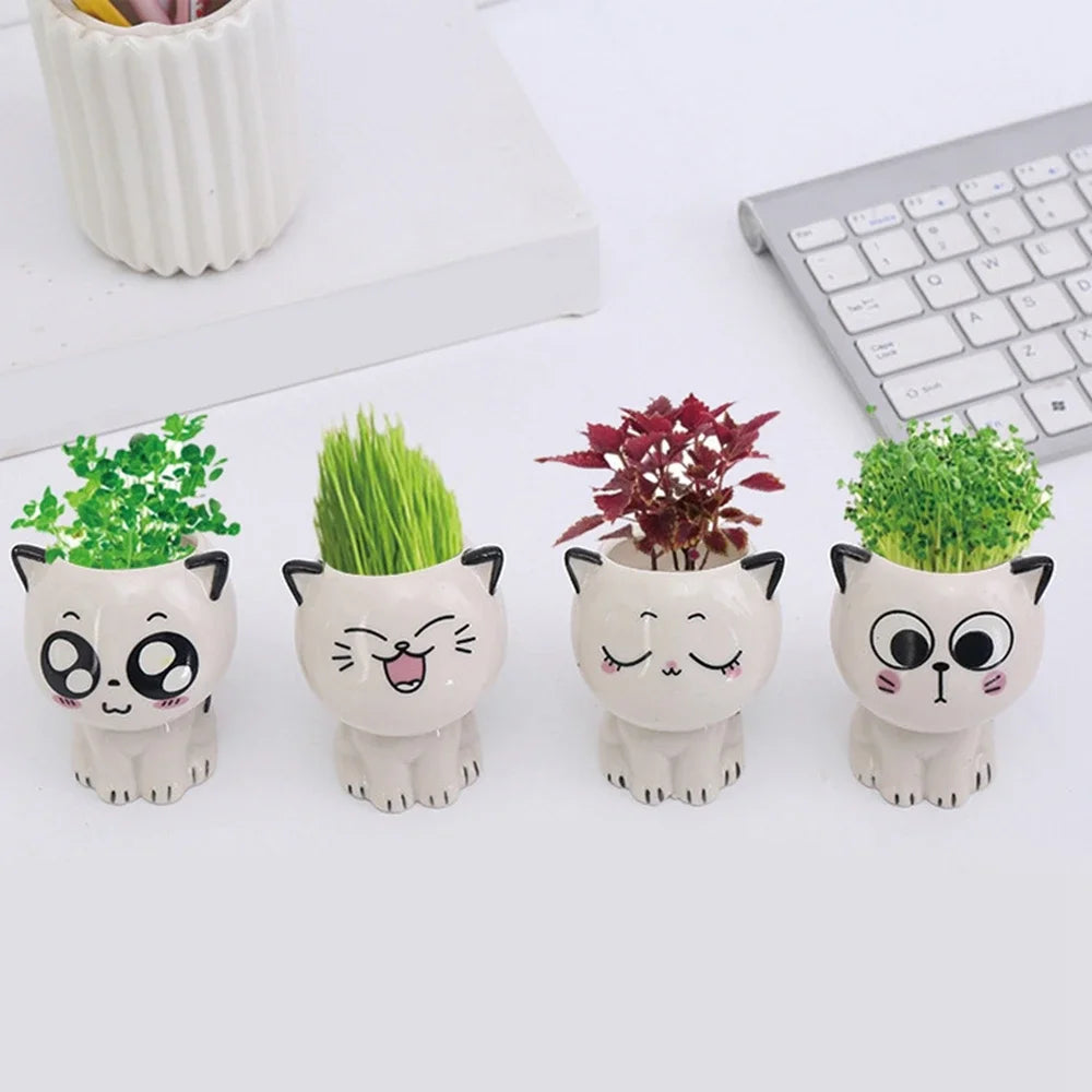 Mini Doniczka Ceramiczna w Kształcie Kota 
