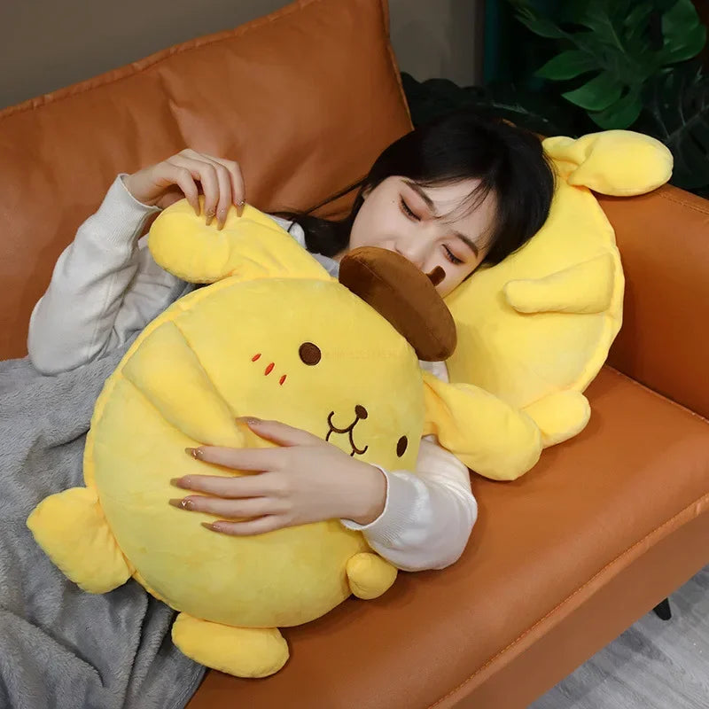 Poduszka Pompom Purin z miękkiego pluszu 