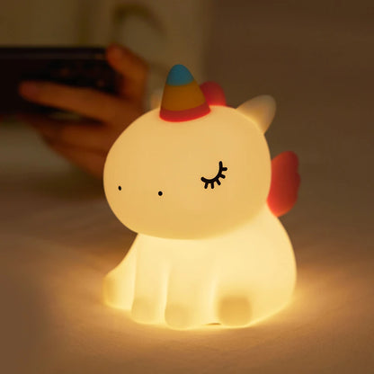 Lampka LED z silikonu z jednorożcem 
