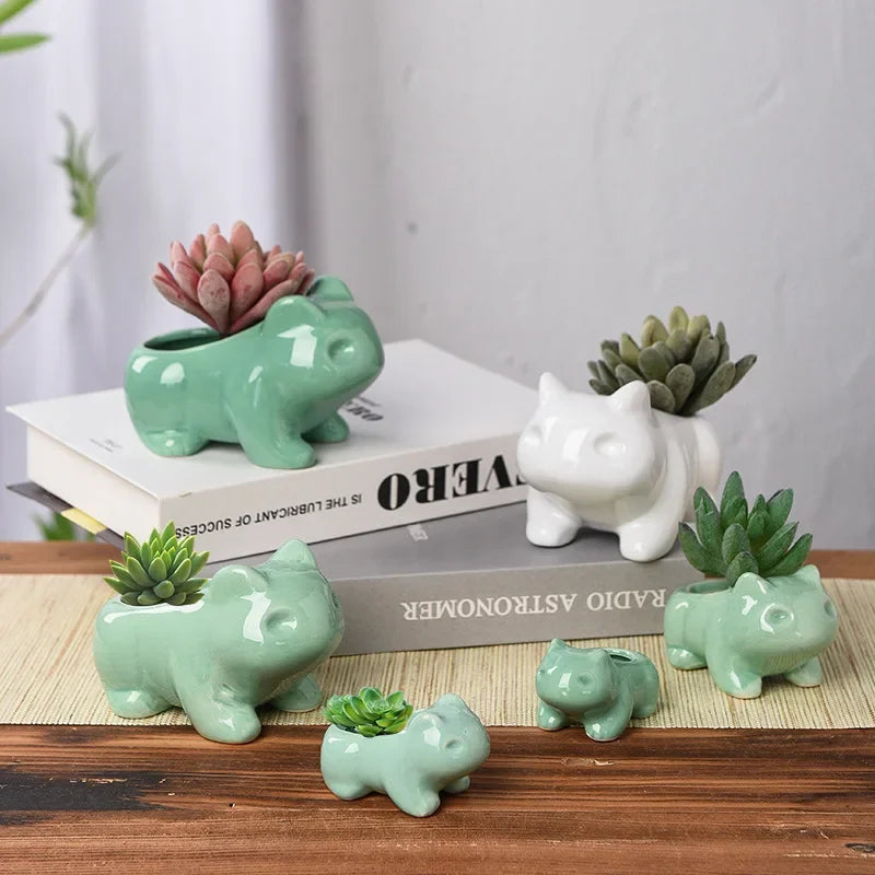 Kreatywna mini doniczka ceramiczna z otworem 